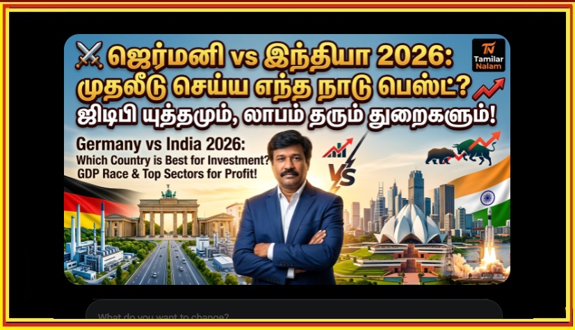 ஜெர்மனி vs இந்தியா 2026: முதலீடு செய்ய எந்த நாடு பெஸ்ட்? ஜிடிபி யுத்தமும், லாபம் தரும் துறைகளும்! | Germany vs India 2026: Which Country is Best for Investment? GDP Race & Top Sectors for Profit!