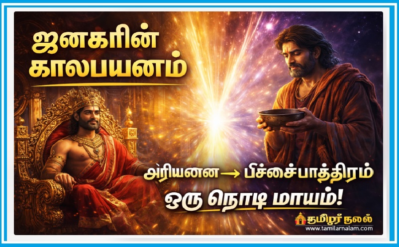 ஜனகரின் காலப்பயணம்: அரியணை முதல் பிச்சைப்பாத்திரம் வரை ஒரு நொடி மாயம்! | King Janaka’s Time Travel: From Throne to Begging Bowl in a Split Second!