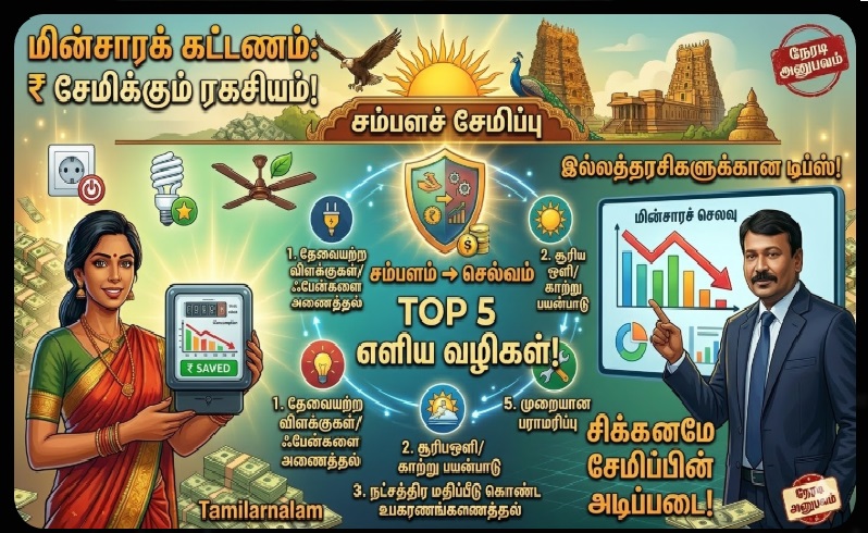 மின்சாரக் கட்டணத்தைக் குறைக்க 5 எளிய வழிகள் - இல்லத்தரசிகளுக்கான டிப்ஸ்! - தமிழர்நலம் | 5 Simple Ways to Reduce Your Electricity Bill: Practical Tips for Homemakers - TamilarNalam