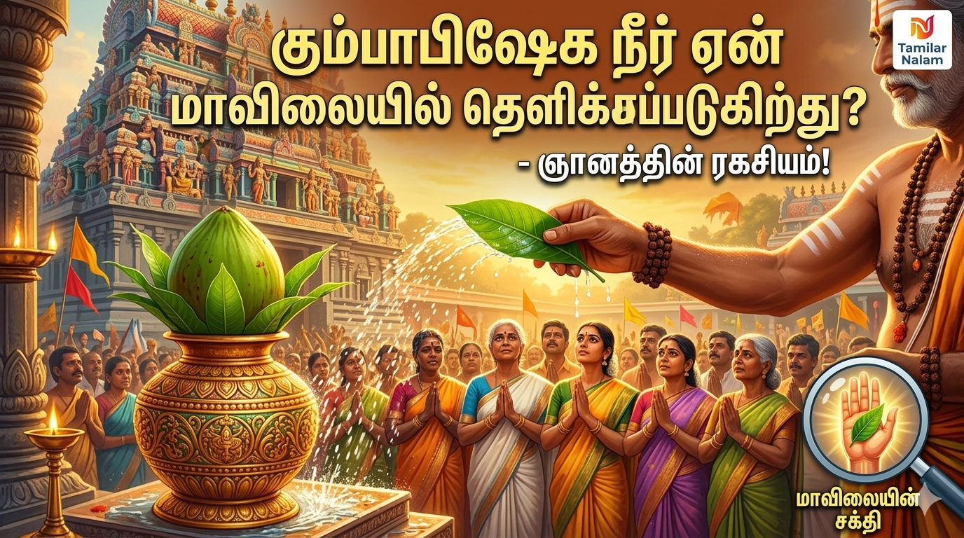 கும்பாபிஷேக தீர்த்தம் மற்றும் மாவிலையின் ஆன்மீக ரகசியம் - தமிழர்நலம் | Spiritual Significance of Kumbhabhishekam Holy Water & Mango Leaves - TamilarNalam