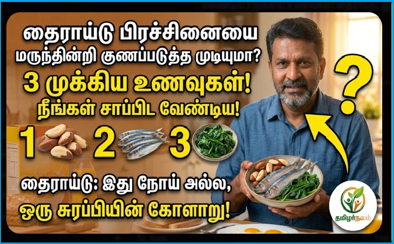 தைராய்டு பிரச்சினையை மருந்தின்றி குணப்படுத்த முடியுமா? நீங்கள் சாப்பிட வேண்டிய 3 முக்கிய உணவுகள்! | ​Can Thyroid Issues Be Cured Without Medicine? Discover the 3 Essential Foods for Thyroid Health!
