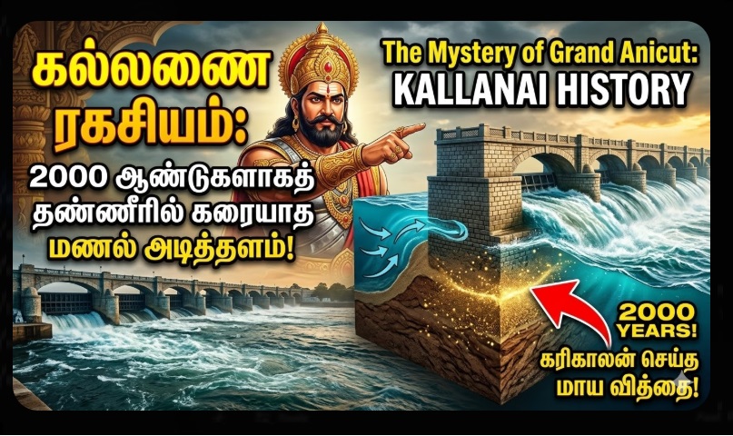 கல்லணை ரகசியம்: 2000 ஆண்டுகளாகத் தண்ணீரில் கரையாத மணல் அடித்தளம்! கரிகாலன் செய்த மாய வித்தை! | The Mystery of Grand Anicut: Kallanai History