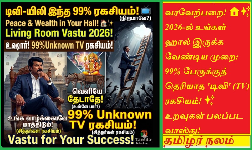வீட்டின் இதயம் வரவேற்பறை! 🏠✨ 2026-ல் உங்கள் ஹால் இருக்க வேண்டிய முறை: 99% பேருக்குத் தெரியாத 'டிவி' (TV) ரகசியம்! ✨ உறவுகள் பலப்பட வாஸ்து! 🙏 | Transform Your Living Room in 2026: Vastu Secrets for Harmony, Wealth, and Positive Vibrations | Full Guide