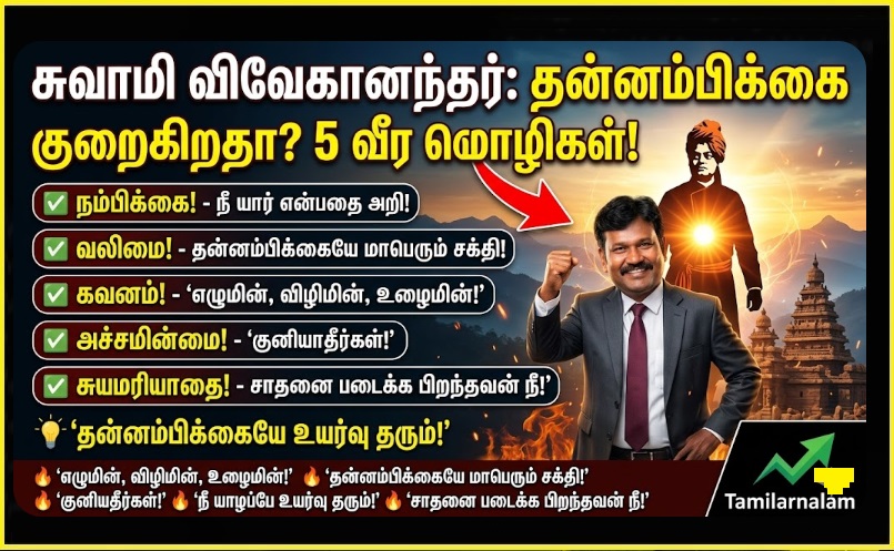 தன்னம்பிக்கை குறைகிறதா? சுவாமி விவேகானந்தர் சொன்ன அந்த 5 வீர மொழிகள்! 🦁🔥 | Losing Self-Confidence? 5 Powerful Quotes from Swami Vivekananda to Ignite Your Soul - Tamilarnalam