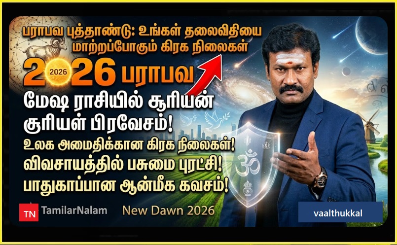 பராபவ ஆண்டு 2026 பலன்கள்: நிம்மதி கிடைக்குமா? எச்சரிக்கை தேவையா? 60 ஆண்டுகளில் 40-வது ஆண்டின் ரகசியங்கள்! - தமிழர் நலம் | Peace or Warning? Radical Changes Expected in the Year 2026 (Parabava)!