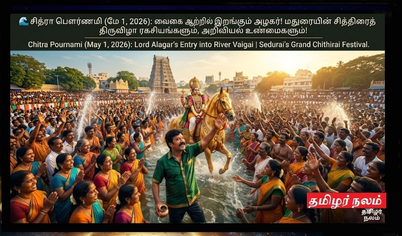 🌊 சித்ரா பௌர்ணமி (மே 1, 2026): வைகை ஆற்றில் இறங்கும் அழகர்! மதுரையின் சித்திரைத் திருவிழா ரகசியங்களும், அறிவியல் உண்மைகளும்! | Chitra Pournami (May 1, 2026): Lord Alagar’s Entry into River Vaigai | Secrets of Madurai's Grand Chithirai Festival.