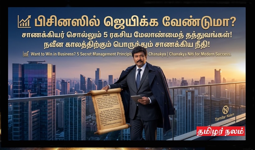 📈 பிசினஸில் ஜெயிக்க வேண்டுமா? சாணக்கியர் சொல்லும் 5 ரகசிய மேலாண்மைத் தத்துவங்கள்! நவீன காலத்திற்கும் பொருந்தும் சாணக்கிய நீதி! | Want to Win in Business? 5 Secret Management Principles by Chanakya | Chanakya Niti for Modern Success.