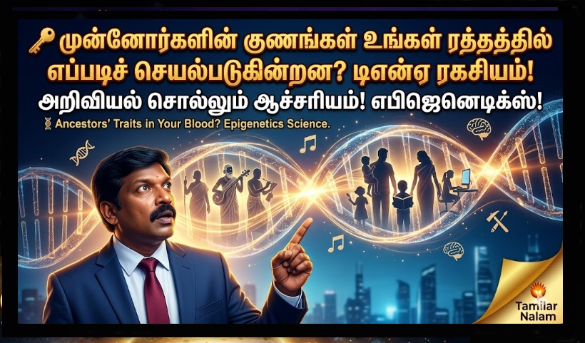 🧬 டிஎன்ஏ ரகசியம்: உங்கள் முன்னோர்களின் குணங்கள் உங்கள் ரத்தத்தில் எப்படிச் செயல்படுகின்றன? அறிவியல் சொல்லும் ஆச்சரியம்! | The Secret of DNA: How Your Ancestors' Traits Function in Your Blood? The Science of Epigenetics Explained.
