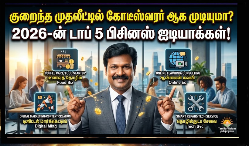 🚀 குறைந்த முதலீட்டில் கோடீஸ்வரர் ஆக முடியுமா? 2026-ன் டாப் 5 பிசினஸ் ஐடியாக்கள்! தொழில்முனைவோருக்கான சிறப்பு வழிகாட்டி! | Can You Become a Millionaire with Low Investment? Top 5 Business Ideas for 2026 | Entrepreneur's Practical Guide.