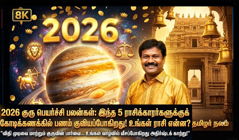 2026 குரு பெயர்ச்சி பலன்கள்: இந்த 5 ராசிக்காரர்களுக்குக் கோடிக்கணக்கில் பணம் குவியப்போகிறது! உங்கள் ராசி என்ன? | Guru Peyarchi 2026 Predictions - Wealth and Fortune Await!