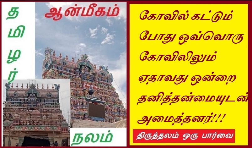 கோவில் கட்டும் போது ஒவ்வொரு கோவிலிலும் ஏதாவது ஒன்றை தனித்தன்மையுடன் அமைத்தனர். | While building the temple, they set something unique in each temple