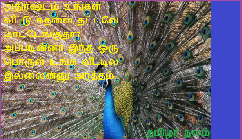 அதிர்ஷ்டம் உங்கள் வீட்டு கதவை தட்டவே மாட்டேங்குதா?  அப்படின்னா இந்த ஒரு பொருள் உங்க வீட்டில இல்லைன்னு அர்த்தம்.    | Does luck never knock on your door?  If so, it means that this one item is not in your house.