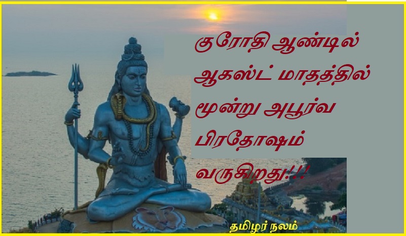 குரோதி ஆண்டில் ஆகஸ்ட் மாதத்தில் மூன்று அபூர்வ பிரதோஷம்  வருகிறது | In the year of Kurothi, there are three rare Pradoshas in the month of August