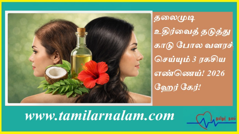 தலைமுடி உதிர்வைத் தடுத்து காடு போல வளரச் செய்யும் 3 ரகசிய எண்ணெய்! 2026 ஹேர் கேர்! | 3 Secret Oils to Stop Hair Fall & Boost Growth in 2026! Tamilarnalam Beauty Guide!