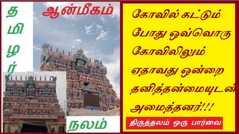 கோவில் கட்டும் போது ஒவ்வொரு கோவிலிலும் ஏதாவது ஒன்றை தனித்தன்மையுடன் அமைத்தனர். | While building the temple, they set something unique in each temple