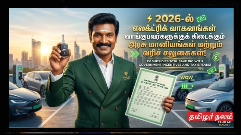 ​⚡ 2026-ல் எலக்ட்ரிக் வாகனங்கள் வாங்குபவர்களுக்குக் கிடைக்கும் அரசு மானியங்கள் மற்றும் வரிச் சலுகைகள்!